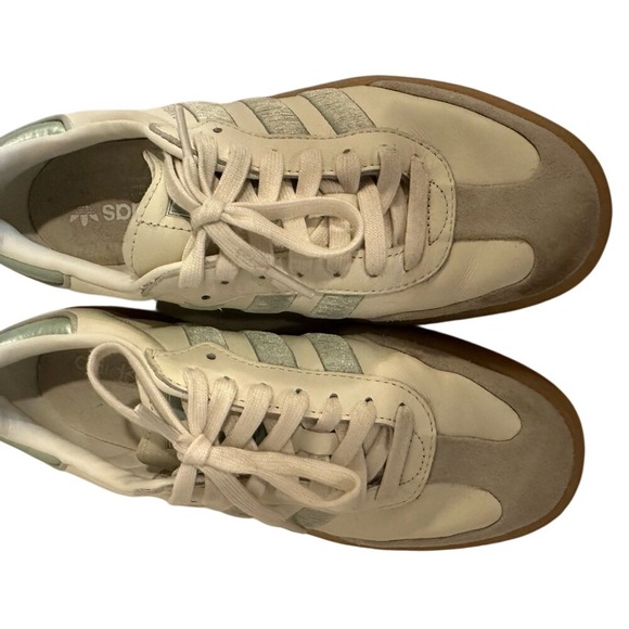 Adidas Samba‎ Women Cream Mint Green Gum Sole Sneakers Shoes Size 7 - Picture 2 of 9